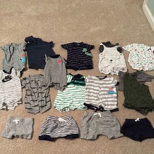 Assorted 6 month Baby Onesies and Shorts Set